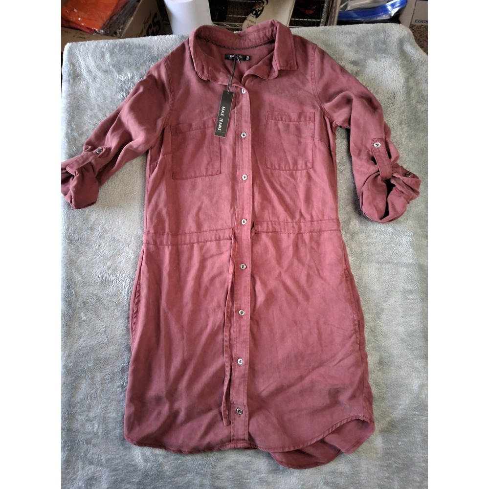 Women's NWT Max Jeans Size XS Button-up Shrirt Dress. Cordovan. Long Sleeve